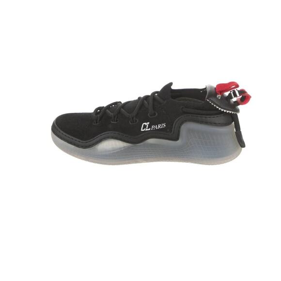Christian Louboutin Spike Accent Suede Sneakers Black Size 7.5 - Picture 1 of 5